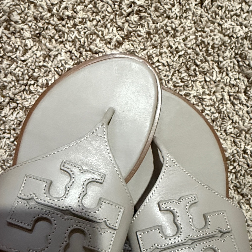 Tory Burch Metallic Gray Slides - Picture 6 of 7